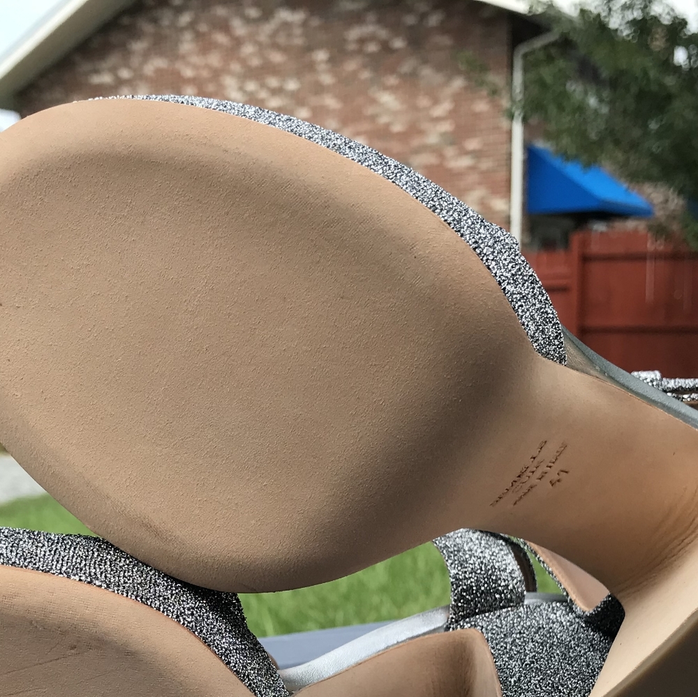 NIB LAURENCE DACADE Rosange 120mm Silver Metallic High Platform Sandals sz 41 - Picture 8 of 11